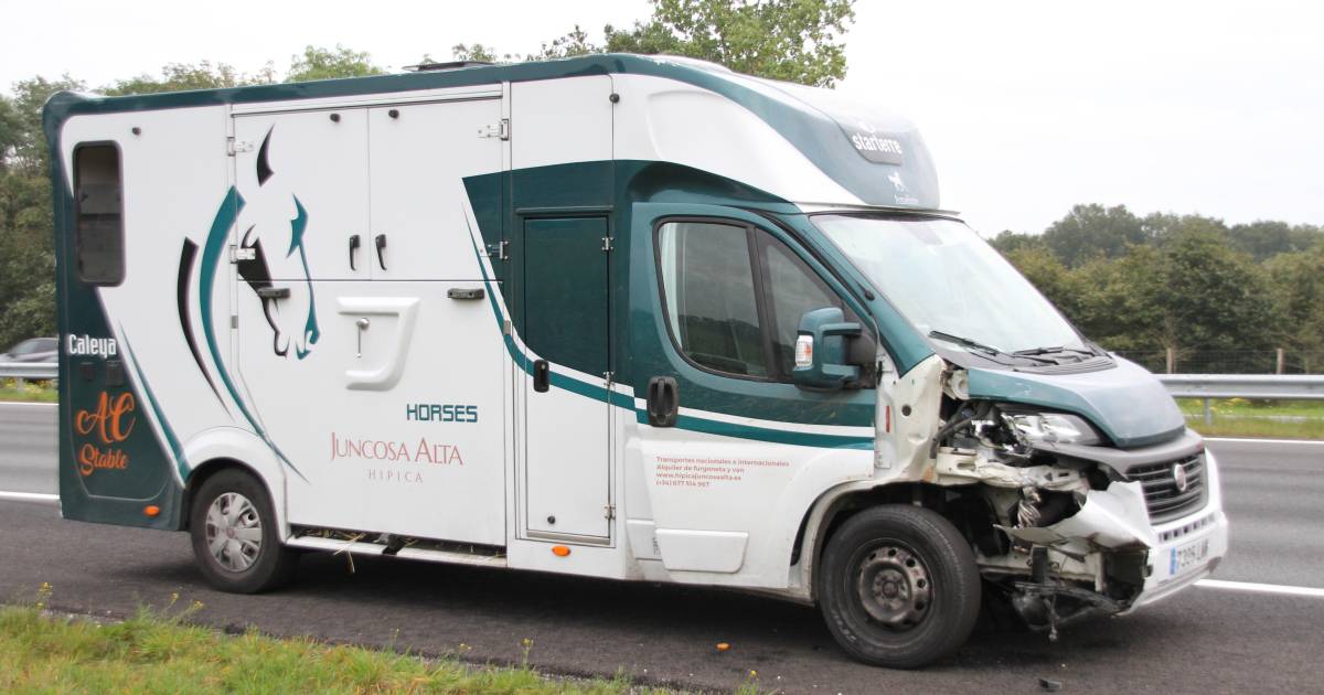 Ongeval met Spaanse paardentrailer op A1 bij Holten.