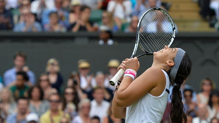 Marion Bartoli na haar overwinning op Wimbledon. Beeld reuters