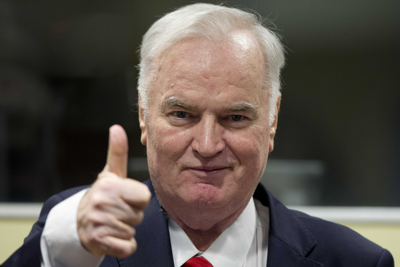 Mladic tijdens zijn proces in Den Haag in 2017.