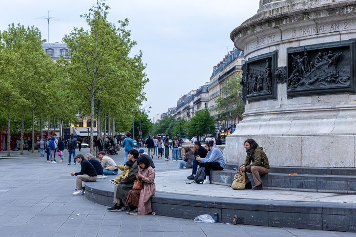 De Place de la Republique in Parijs op de avond van de verkiezingen.