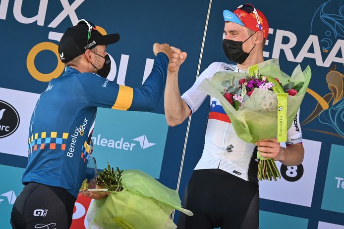 Sonny Colbrelli en Matej Mohoric, vorig jaar tijdens de Benelux Tour.