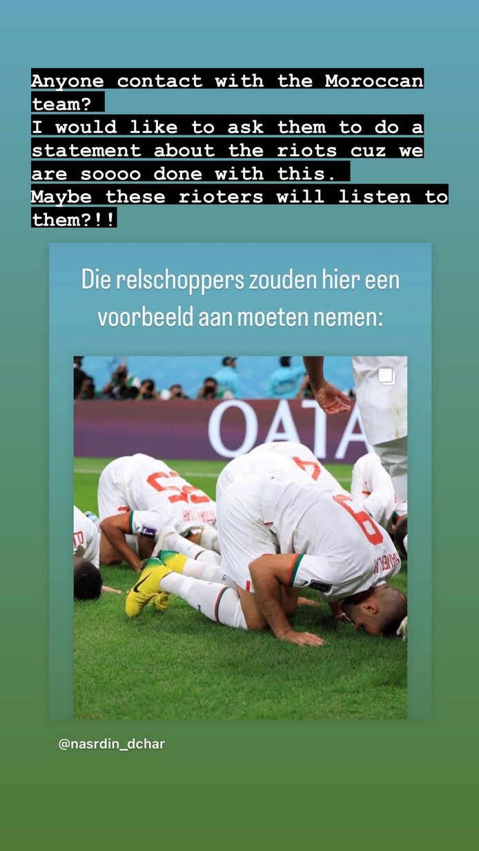 Het Instagramverhaal van Loubna over de WK-rellen.