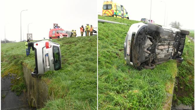 Man (51) belandt ei zo na meters diep in beek, bij ongeval op snelweg