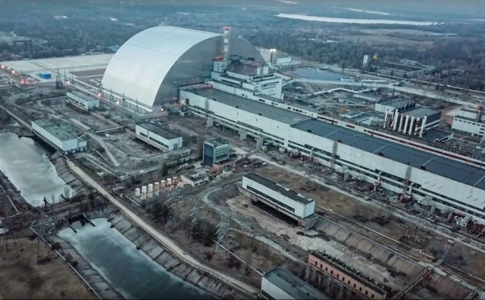 Een beeld van de kerncentrale gisteren.