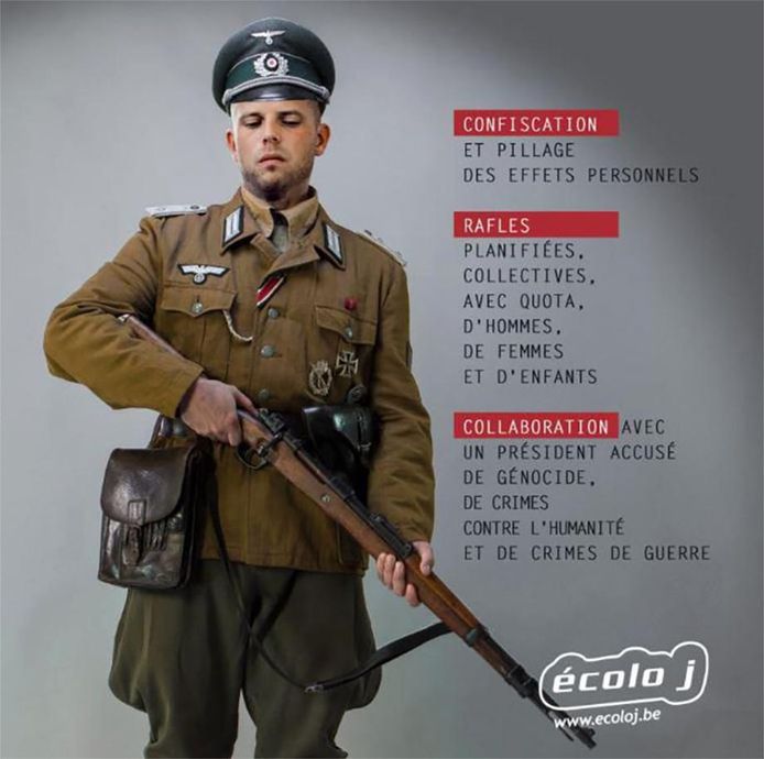 De bewuste gephotoshopte afbeelding waarin staatssecretaris Theo Francken (N-VA) als nazi-militair wordt afgebeeld.