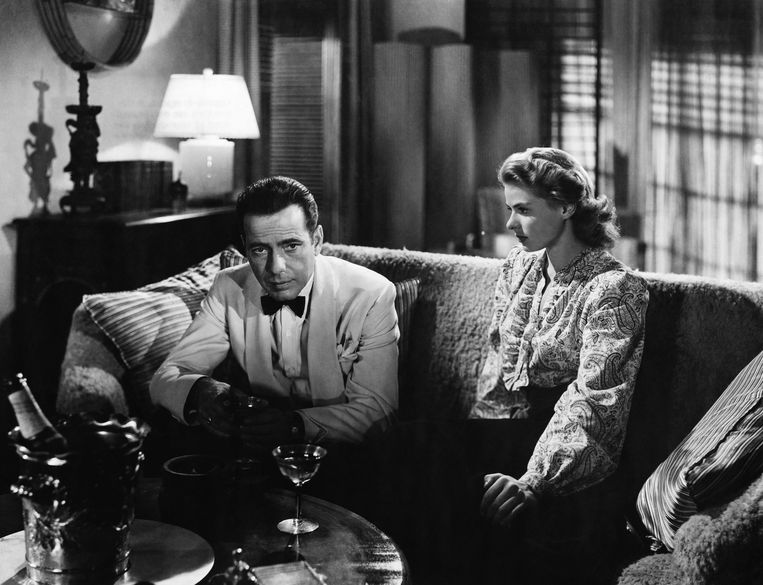 Humphrey Bogart en Ingrid Bergman in 'Casablanca'. Beeld rv