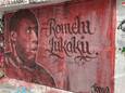 Romelu Lukaku in het graffitistraatje in Gent