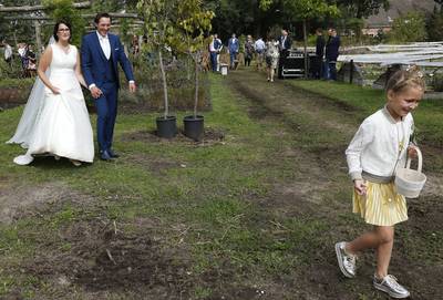 Trouwerij tussen de potplanten