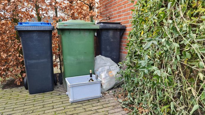 Afvalbakken bij een woning in Helmond.