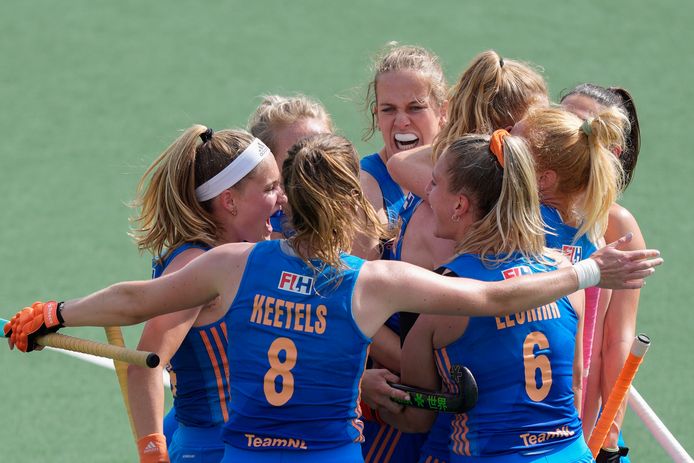 Oranje hockeyspelers.