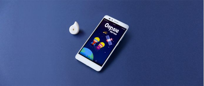 Sensor en app van Oopsie Heroes van LifeSense.