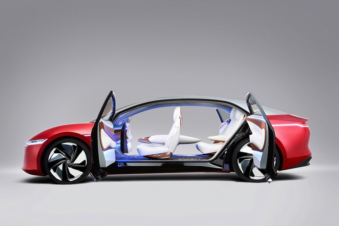 Concept van een zelfrijdende, elektrische limousine, de I.D. Vizzion.
