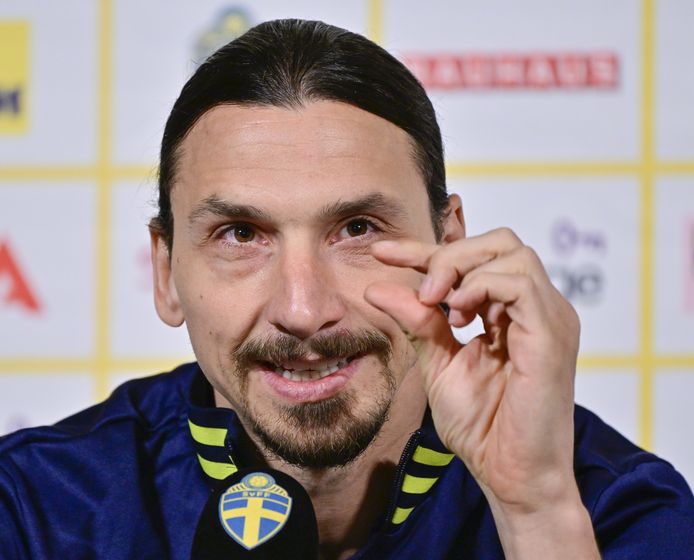 Zlatan Ibrahimovic tijdens de persconferentie van Zweden.