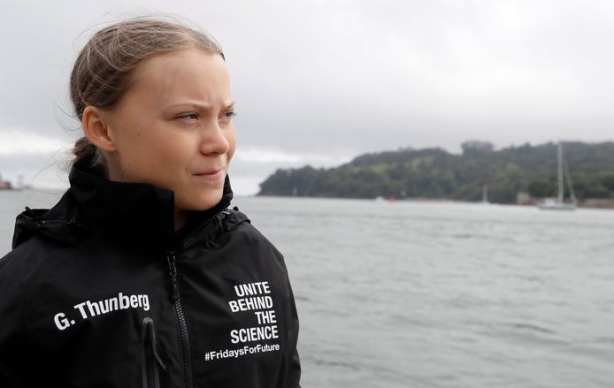 Greta Thunberg avant de prendre le large, direction New York.