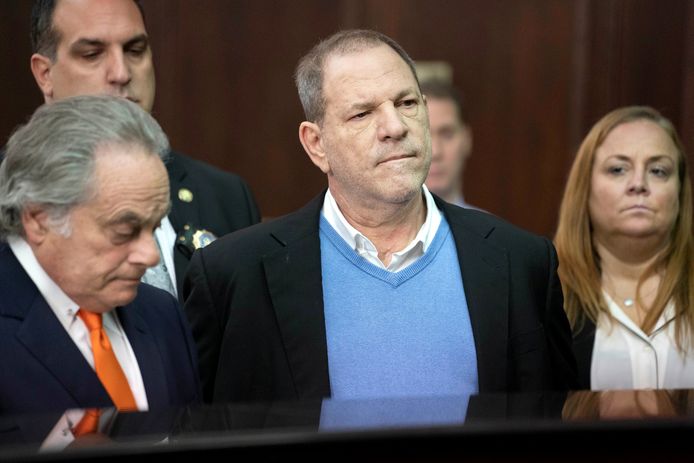 Filmproducent Harvey Weinstein in de rechtbank in Manhattan.