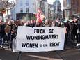 Woonprotest in het centrum van Amsterdam.