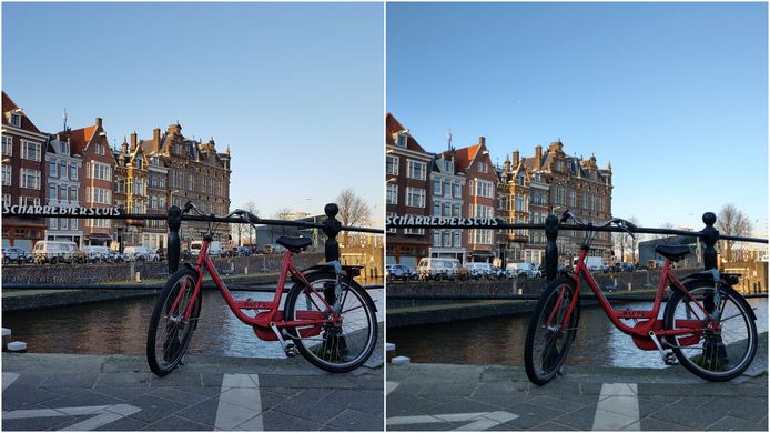 Links een foto van de Samsung Galaxy S7 Edge, rechts van de HTC U11+. Die laatste biedt een beetje meer contrast.