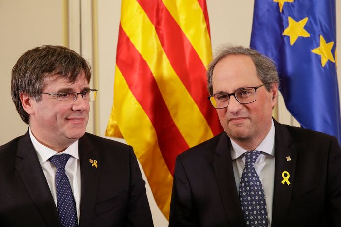 Voormalig minister-president Carles Puigdemont en de Catalaanse minister-president Quim Torra.