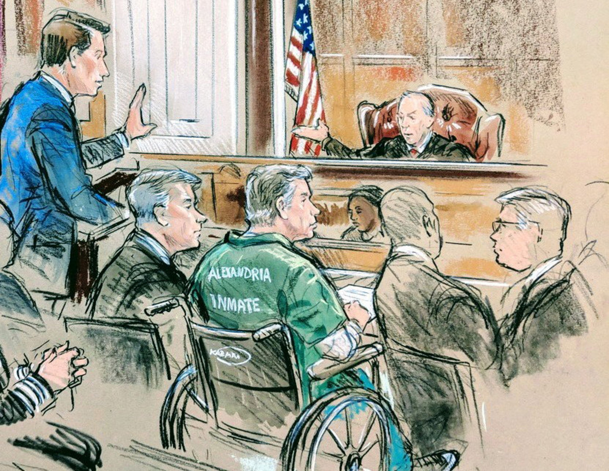 Paul Manafort bij het vonnis in de rechtbank in Alexandria Beeld REUTERS