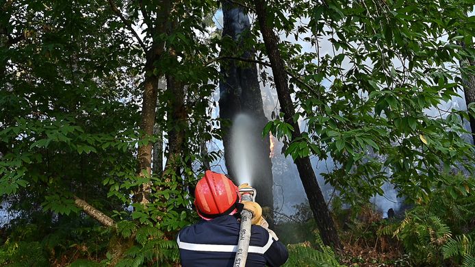 Het bos van La Teste de Buch in de Gironde in het zuidwesten van Frankrijk staat in brand.