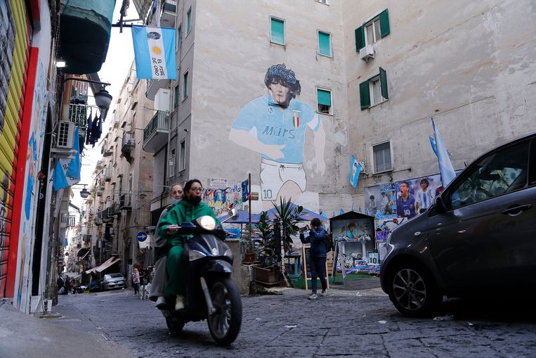 Diego Maradona, de held van Napels.  Beeld AFP