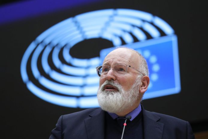 ‘Klimaatpaus’ Frans Timmermans tijdens de presentatie van de zogenaamde Green Deal in december in Brussel.