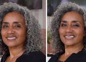 Déze make-up past bij Gina haar grijze coupe volgens Carmen