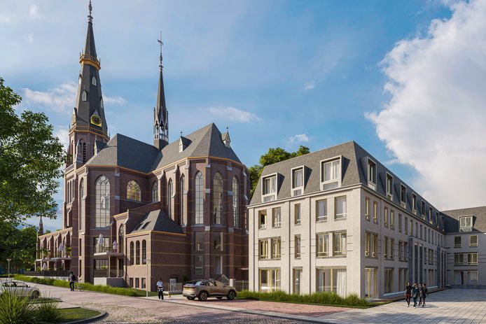 Een impressie van de nieuwbouw bij de Clemenskerk in Waalwijk.