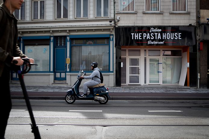 The Pasta House in Antwerpen. Het restaurant werd op 28 augustus 2020 beschoten.