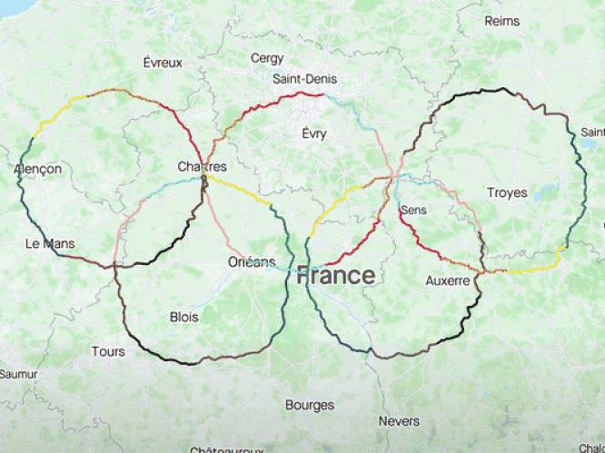 Frans duo fietst olympische ringen rond Parijs en hoopt op wereldrecord: “Beetje onze eigen Spelen georganiseerd”