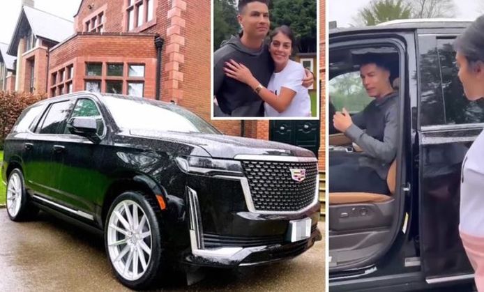 Ronaldo met zijn verjaardagscadeau, een Cadillac Escalade.