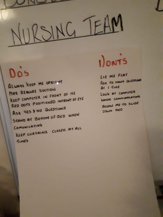 Het briefje met instructies dat de dienstdoende verpleegster was ontgaan, waardoor Ricksen bijna stierf