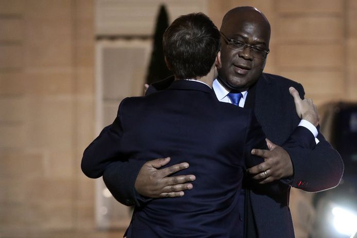 Emmanuel Macron en Félix Tshisekedi.