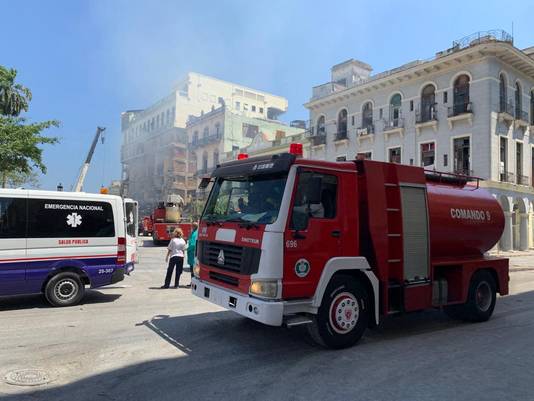 The facade of the hotel was badly damaged.