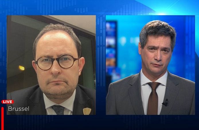 Minister van Justitie Vincent Van Quickenborne (Open Vld) bij VTM NIEUWS.
