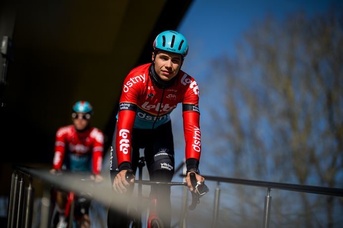 Belgian Arnaud De Lie of Lotto Dstny pictured at the start of the second stage of the Paris-Nice eight days cycling stage race, 177,6 km from Thoiry to Montargis, France, Monday 04 March 2024. BELGA PHOTO JASPER JACOBS