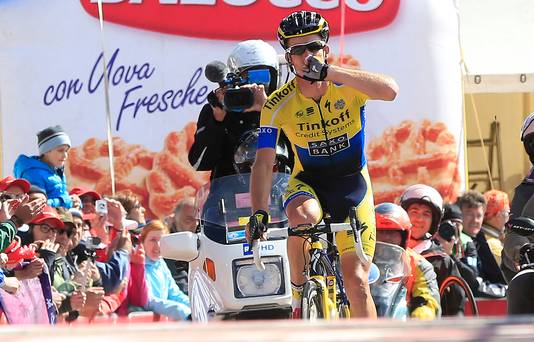 Michael Rogers wint op de Monte Zoncolan in 2014.