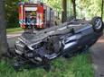 Een auto sloeg woensdag over de kop op de weg tussen Waalre en Valkenswaard.