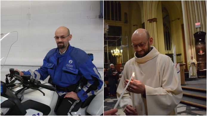 Dave Vannieuwenhuyse (44) reed 12 jaar lang met de motor bij de wegpolitie, maar  wordt nu gewijd tot priester.