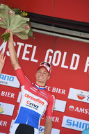 Mathieu van der Poel bleef na zijn winst in de Amstel Gold Race in Limburg hangen.