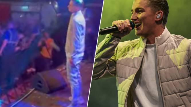 ‘Ik ga zwemmen’-zanger Mart Hoogkamer verlaat opnieuw podium na verschillende bierdouches en deelt videobeelden: “Dit is toch niet normaal?”