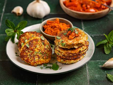 Wat Eten We Vandaag: Courgette fritters met romesco dip