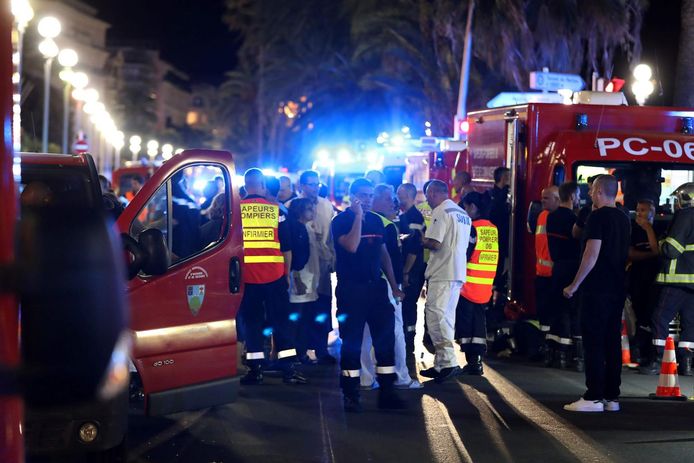 Een beeld van vlak na de aanslag in Nice in 2016.