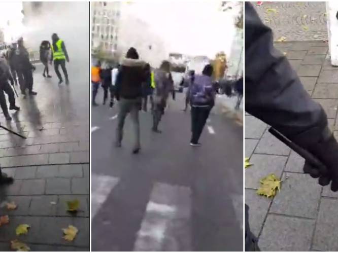 VIDEO: Politie zet waterkanon in nadat betoging uitmondt in rellen in Brussel