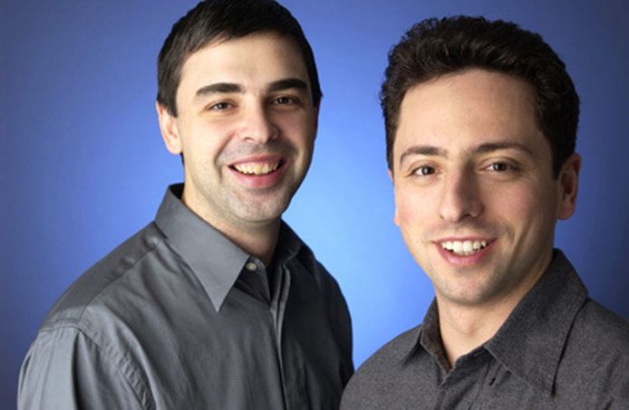 Larry Page (links) en Sergey Brin, de oprichters van Google