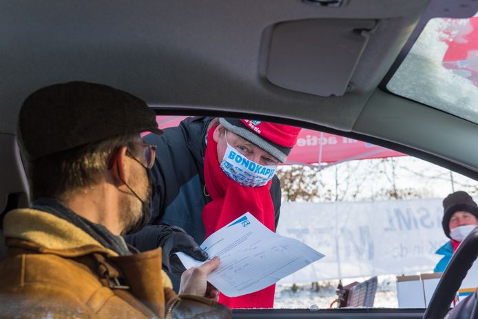 Een staking van ASML-werknemers in Veldhoven in februari.