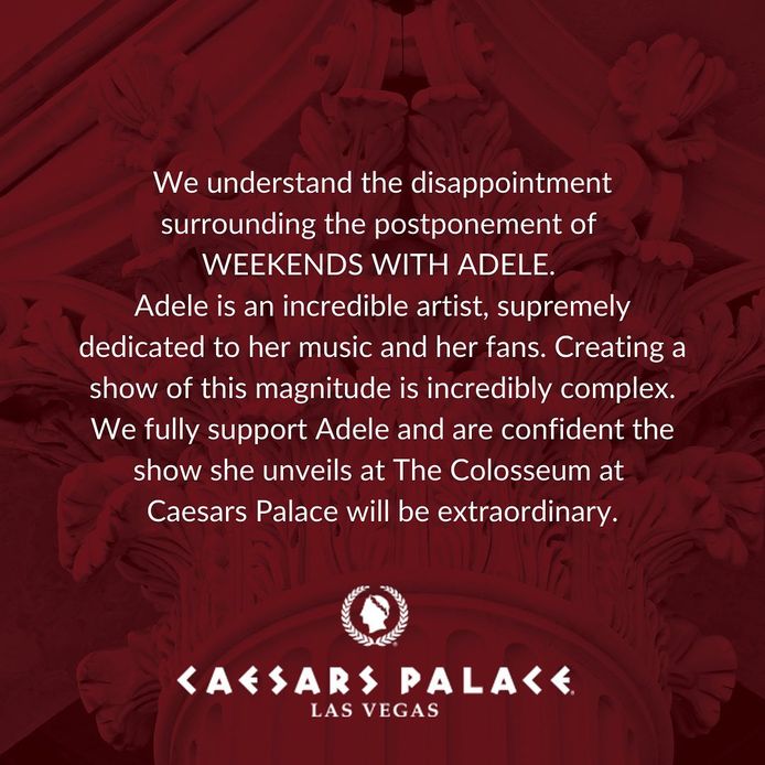 Een verklaring van het Caesars Palace in Las Vegas