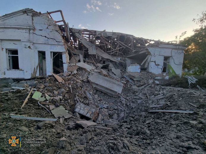 Een school in Mykolajiv werd gebombardeerd.