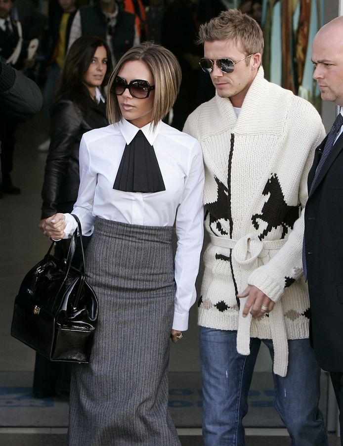 David Beckham en Victoria Beckham op de huwelijksdag van Tom Cruise en Katie Holmes.
