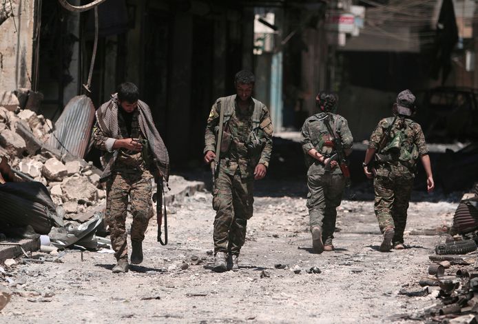 De Syrische strijdkrachten in Manbij.